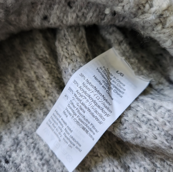 Madewell Turtle Neck Sweater Wool Blend Large Gray Ribbed Knit Long Sleeve - Picture 4 of 8